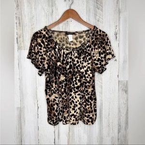 Jondon Petits VINTAGE Women's Cheetah Print Top Tan Brown Size LP
